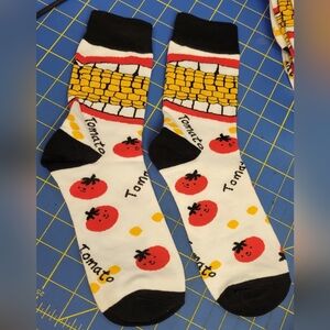 Tomato Theme Novelty Fashion Socks Crew Socks New Black Green White & Red